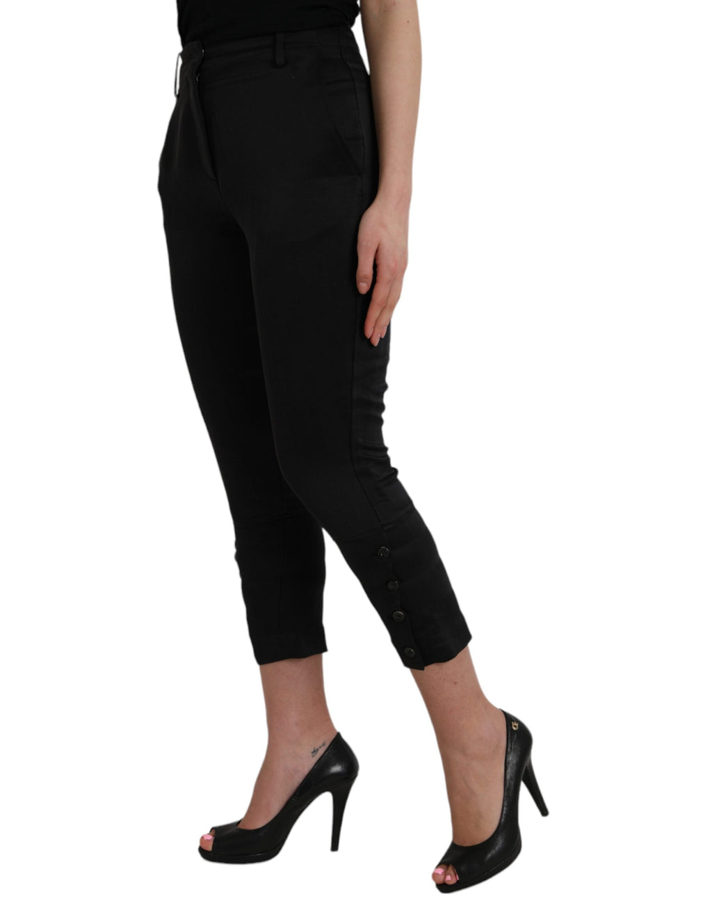 Schwarze Capri-Hose mit hohem Bund