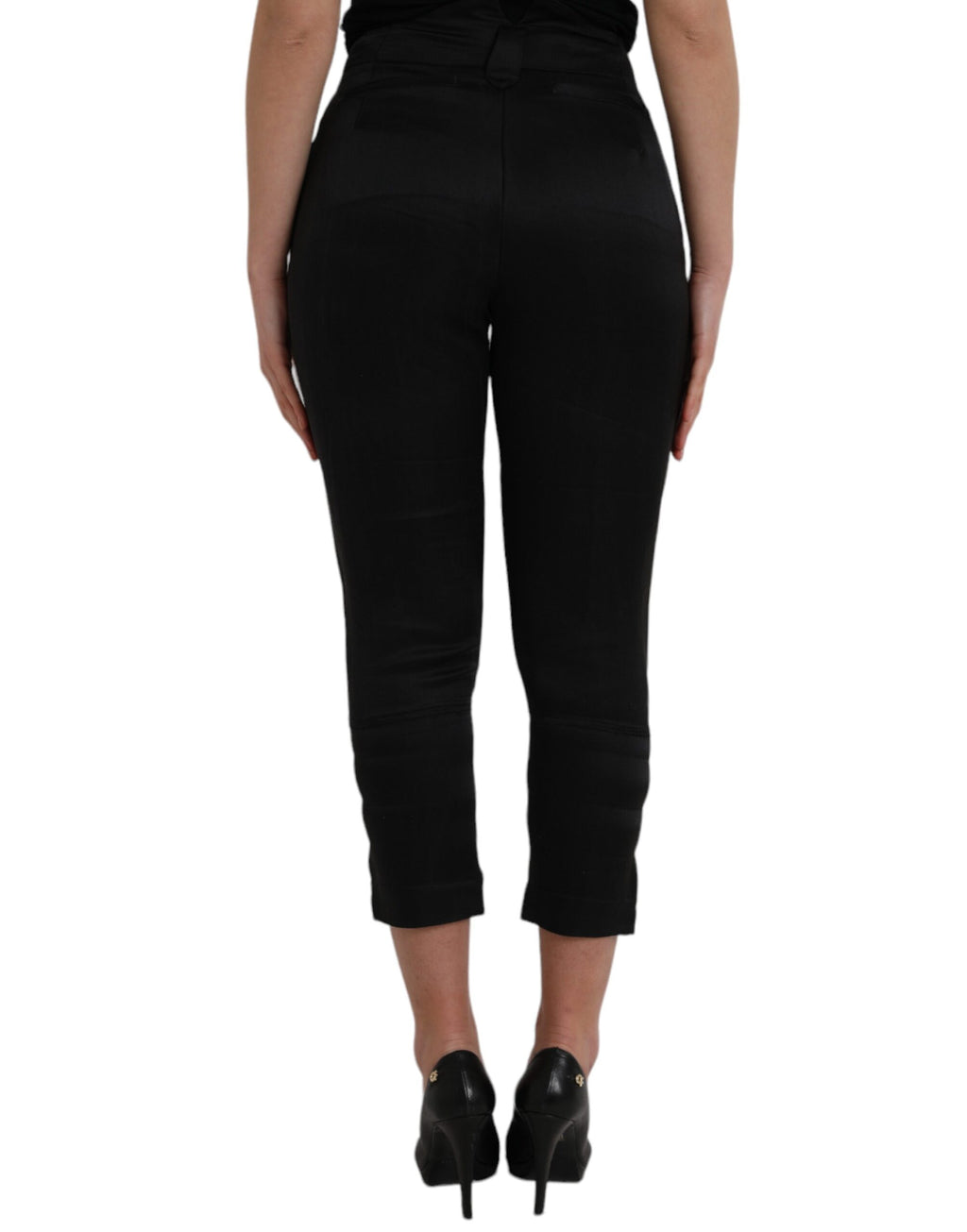 Schwarze Capri-Hose mit hohem Bund