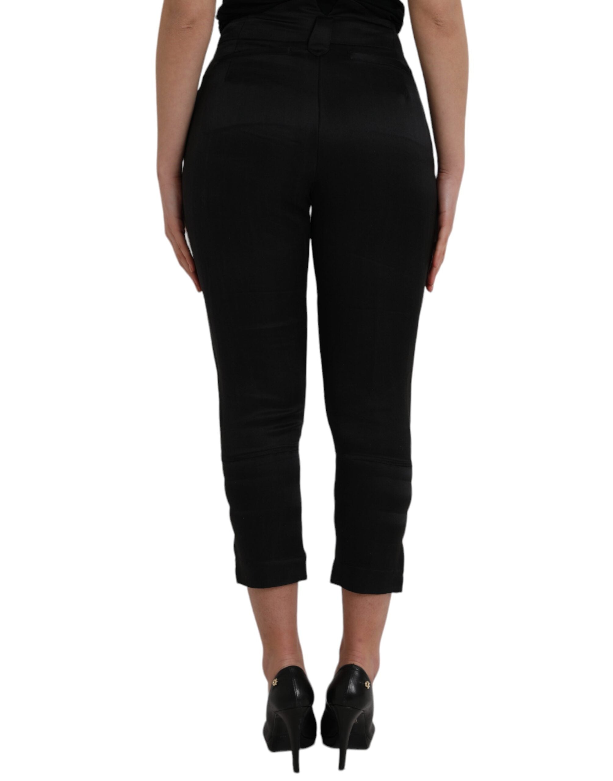 Schwarze Capri-Hose mit hohem Bund