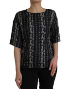 Bluse T-Shirt aus Seide mit Schloss-Print „Black Key“