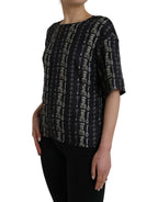 Bluse T-Shirt aus Seide mit Schloss-Print „Black Key“