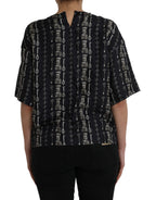Bluse T-Shirt aus Seide mit Schloss-Print „Black Key“