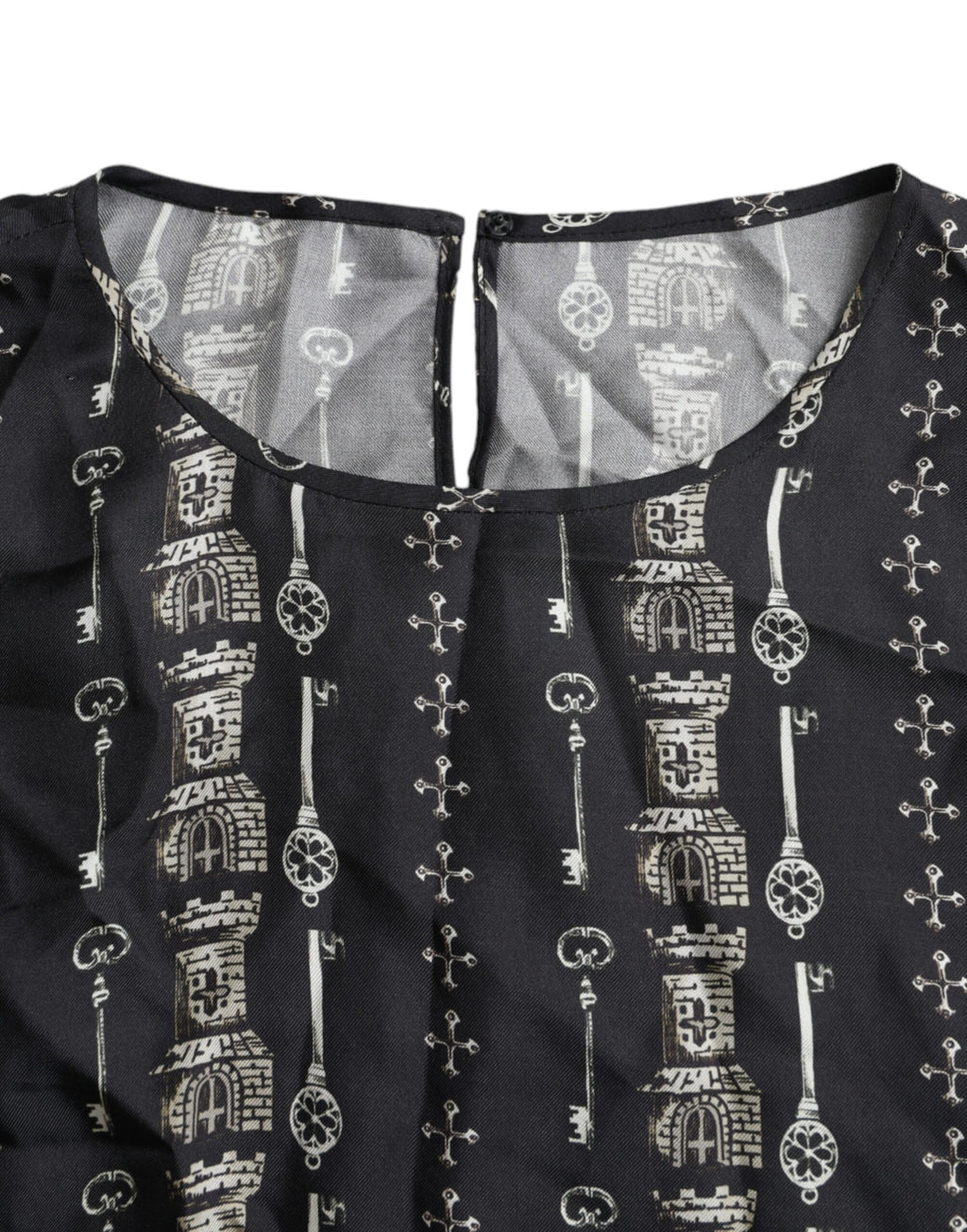 Bluse T-Shirt aus Seide mit Schloss-Print „Black Key“