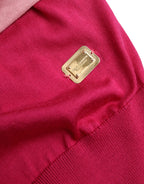 Rosa Kurzarm-Pullover mit Ascot-Kragen