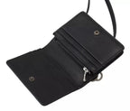 Schwarze Leder-Bifold-Umhängetasche für Damen
