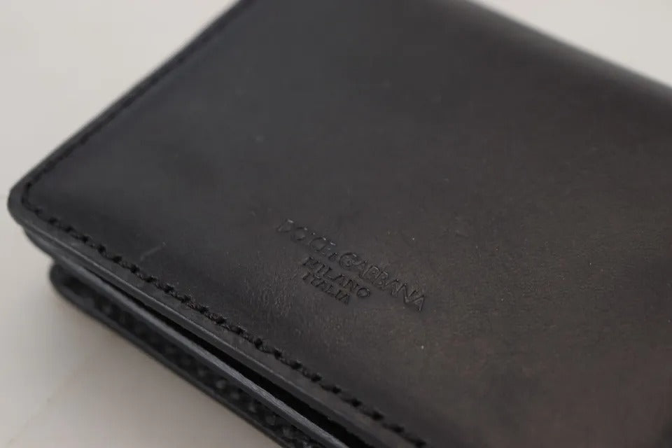 Schwarze Leder-Bifold-Umhängetasche für Damen