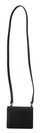 Schwarze Leder-Bifold-Umhängetasche für Damen