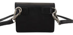 Schwarze Leder-Bifold-Umhängetasche für Damen