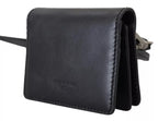 Schwarze Leder-Bifold-Umhängetasche für Damen