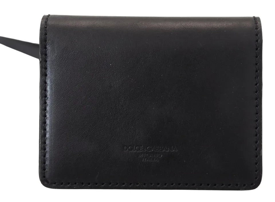Schwarze Leder-Bifold-Umhängetasche für Damen