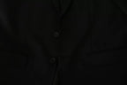 Black Wool Slim Fit Notch Jacket Blazer