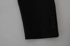 Black Wool Slim Fit Notch Jacket Blazer