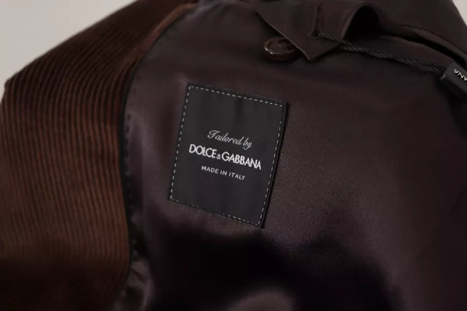 Brauner Cord-Slim-Fit-Mantel DG-Logo-Blazer