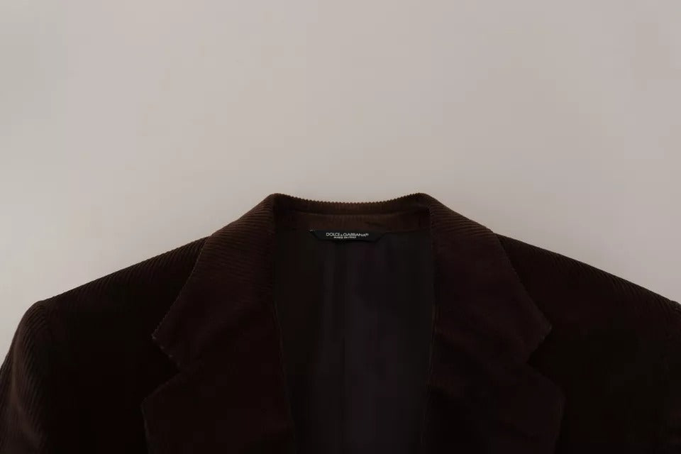 Brauner Cord-Slim-Fit-Mantel DG-Logo-Blazer
