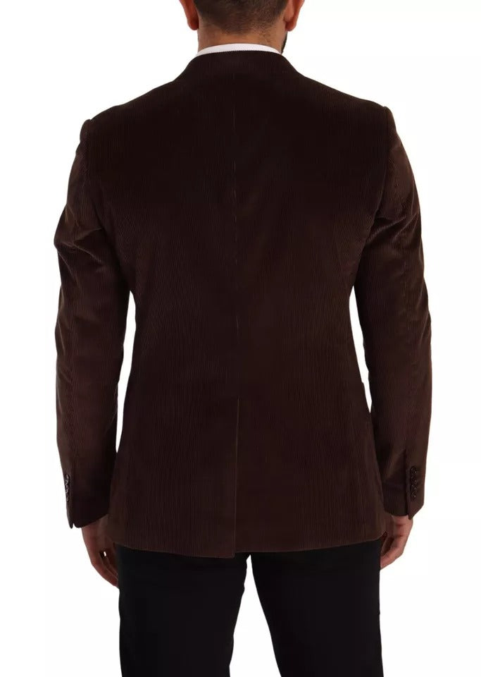 Brauner Cord-Slim-Fit-Mantel DG-Logo-Blazer