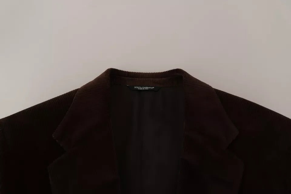 Brauner Cord-Slim-Fit-Mantel DG-Logo-Blazer
