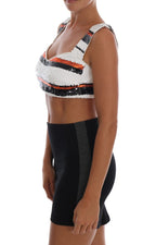 Bustier-Top aus Stretchstoff mit bunten Pailletten