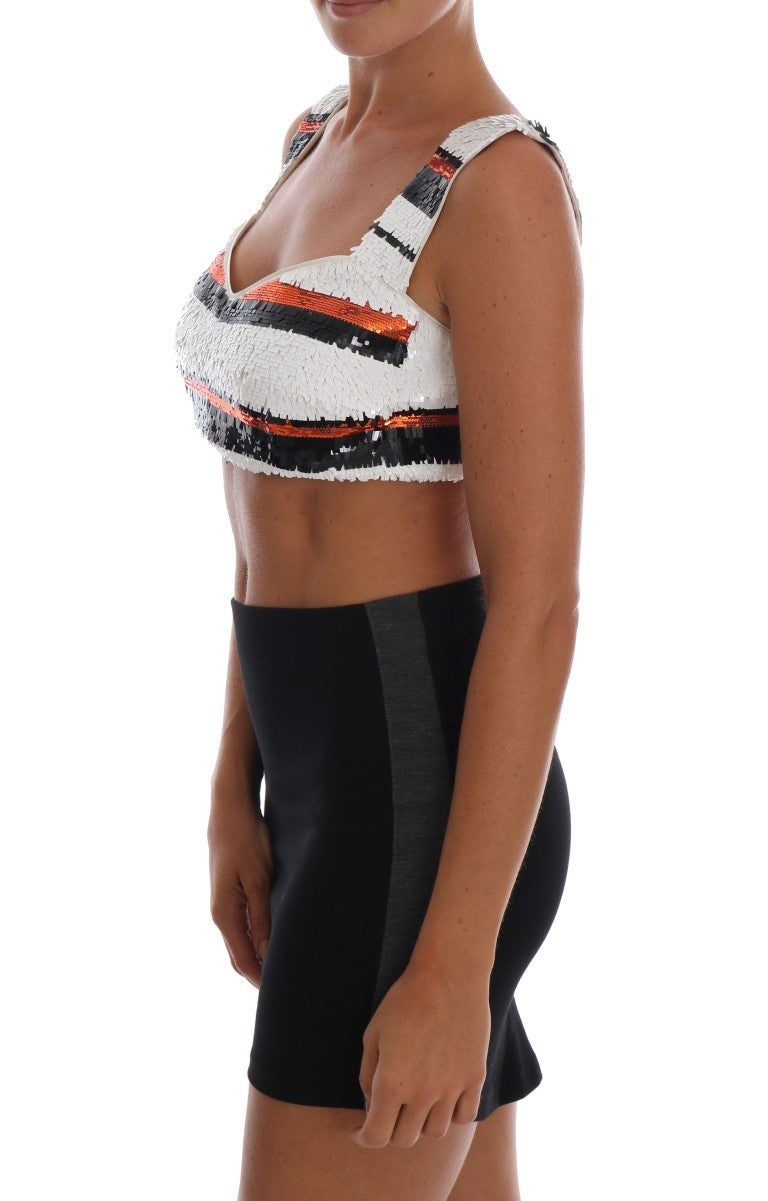 Bustier-Top aus Stretchstoff mit bunten Pailletten