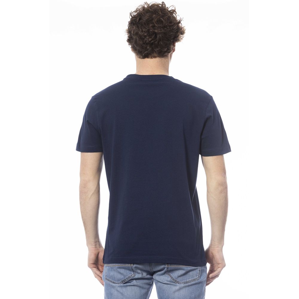 Blaues Baumwoll-Herren-T-Shirt