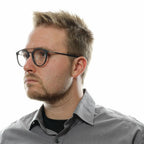 Brille aus grauem Metall und Kunststoff (Fassungen)
