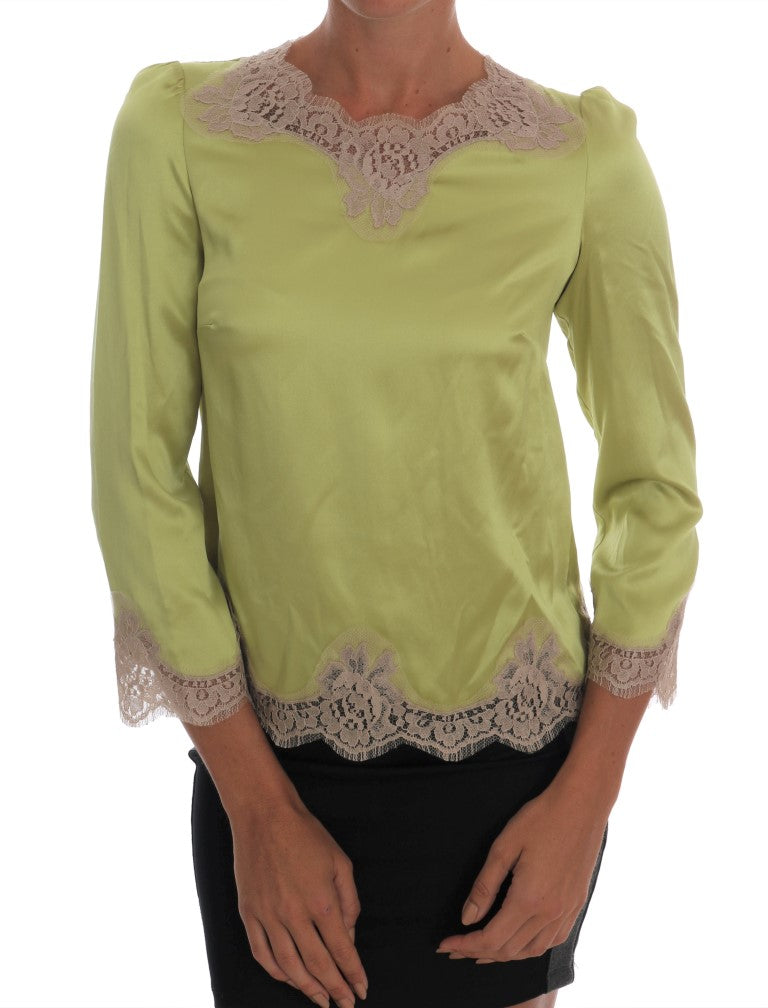 Grüne Seidenstretch-Bluse
