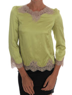 Grüne Seidenstretch-Bluse