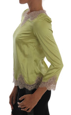 Grüne Seidenstretch-Bluse