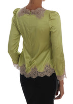 Grüne Seidenstretch-Bluse