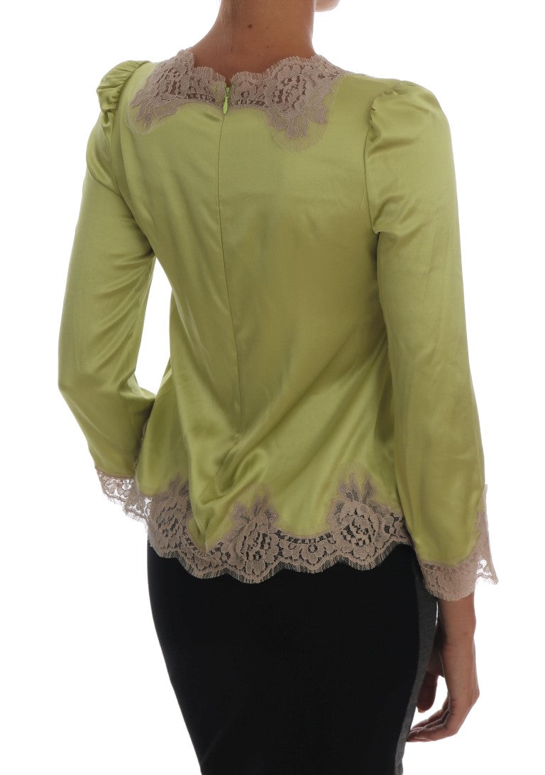 Grüne Seidenstretch-Bluse