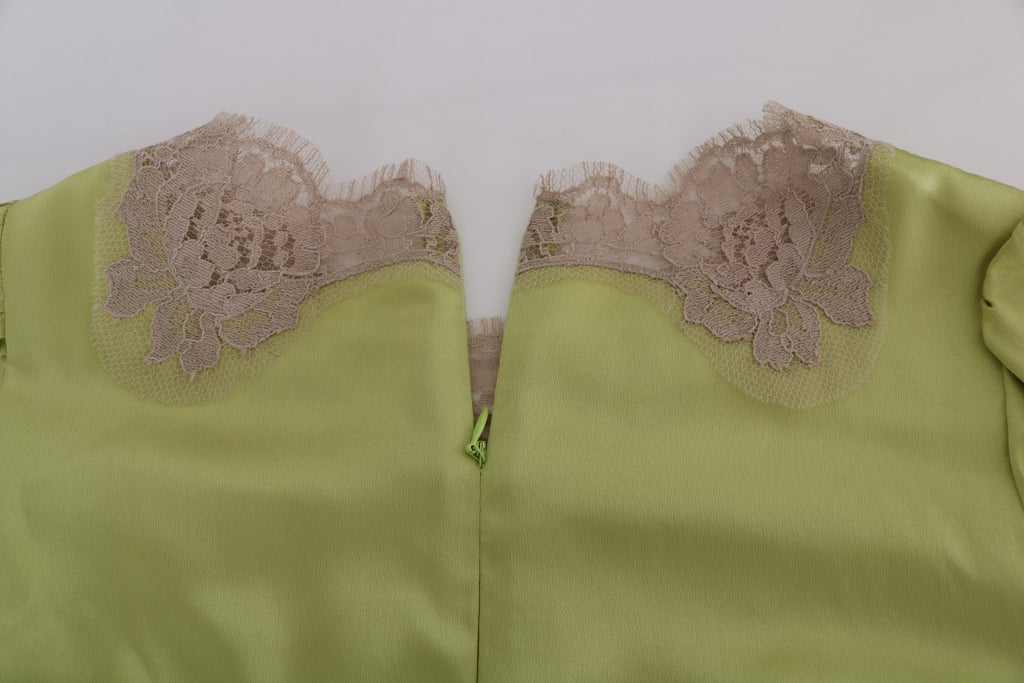 Grüne Seidenstretch-Bluse