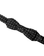 Herren Fliege Papillon mit schwarzem Seidenmuster, verstellbarem Hals