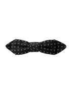 Herren Fliege Papillon mit schwarzem Seidenmuster, verstellbarem Hals