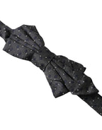 Schwarze Herren-Fliege aus gemusterter Seide mit verstellbarem Halsband