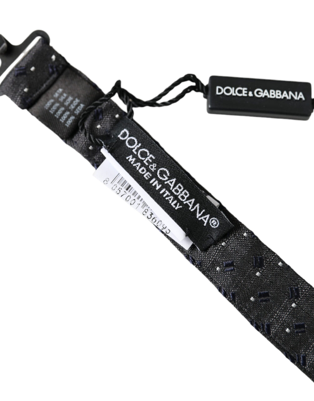 Schwarze Herren-Fliege aus gemusterter Seide mit verstellbarem Halsband