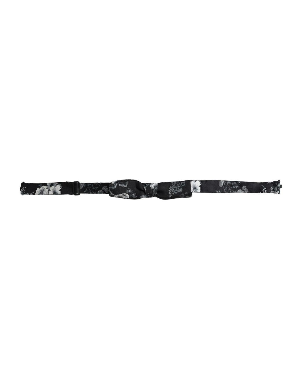 Schwarze florale Seidenfliege für Herren mit verstellbarem Halsband