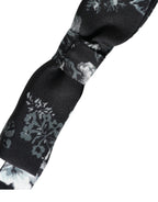 Schwarze florale Seidenfliege für Herren mit verstellbarem Halsband