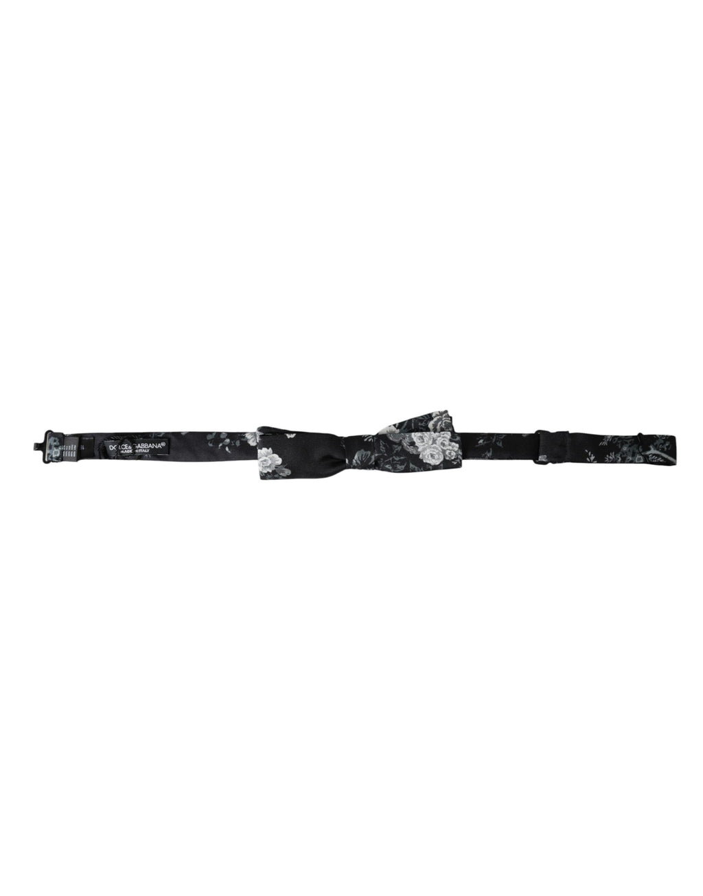 Schwarze florale Seidenfliege für Herren mit verstellbarem Halsband