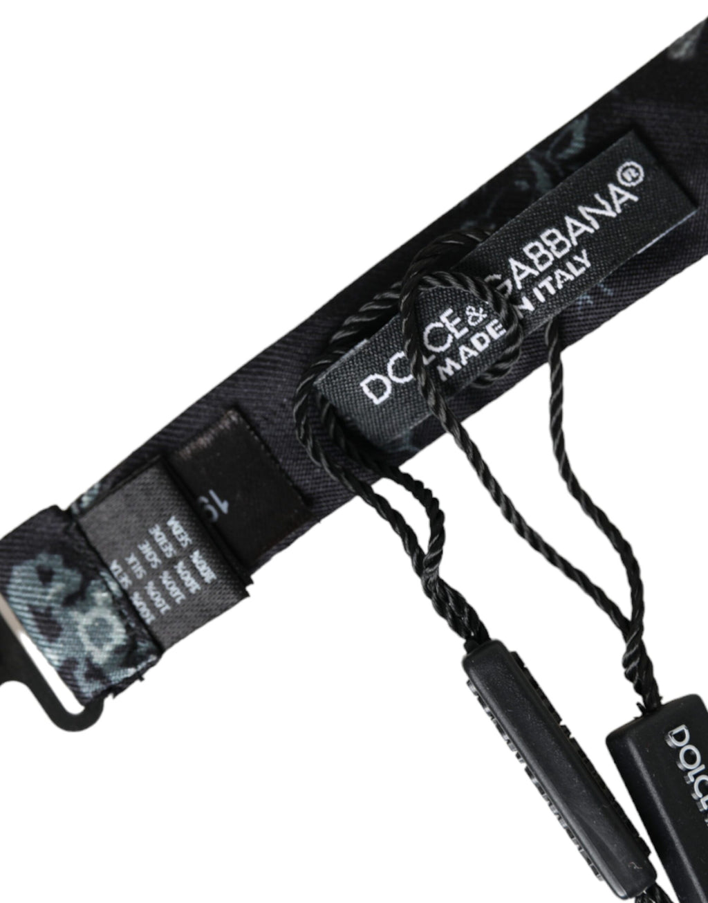 Schwarze florale Seidenfliege für Herren mit verstellbarem Halsband
