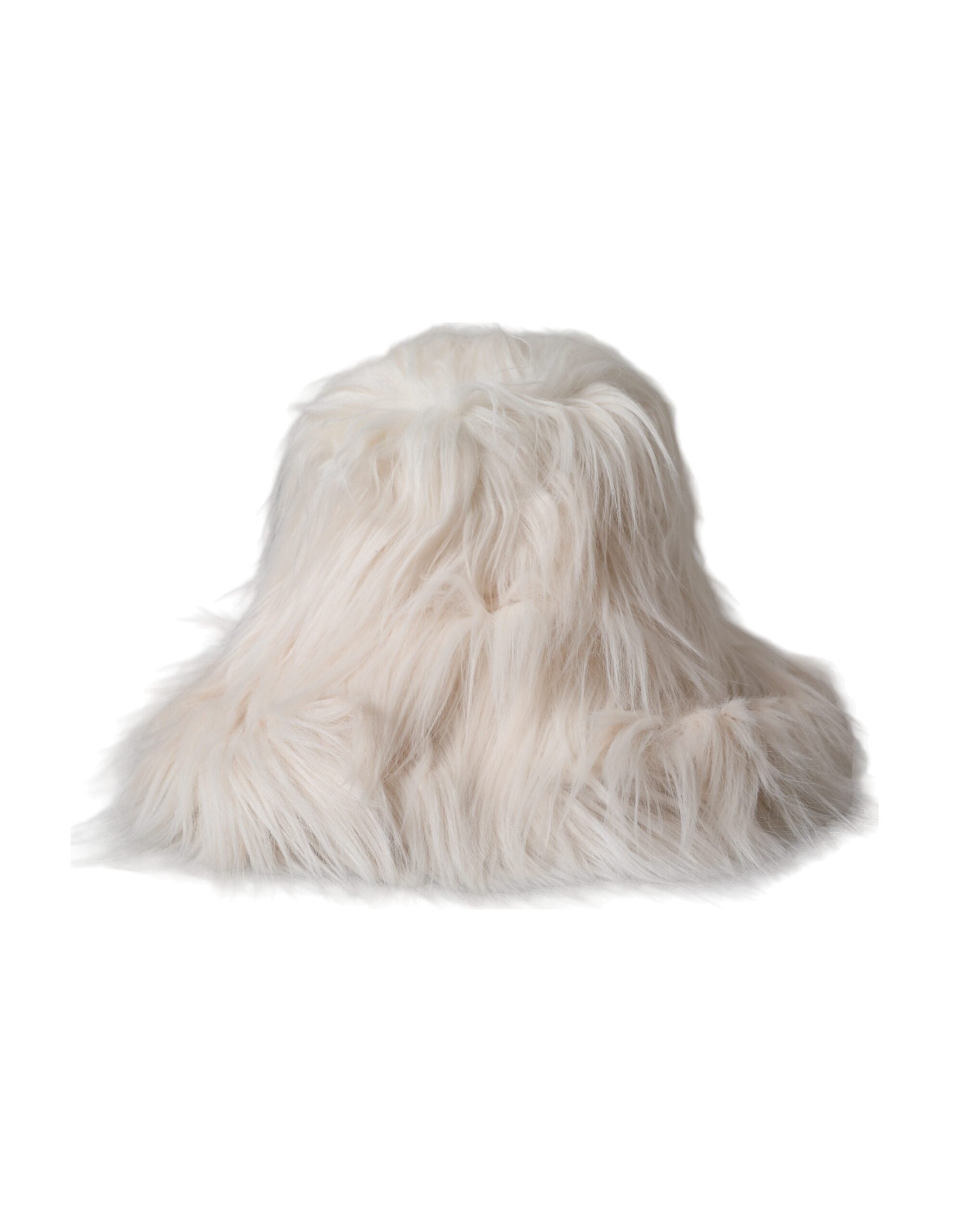Damen-Bucket Hat aus cremefarbenem Acrylpelz