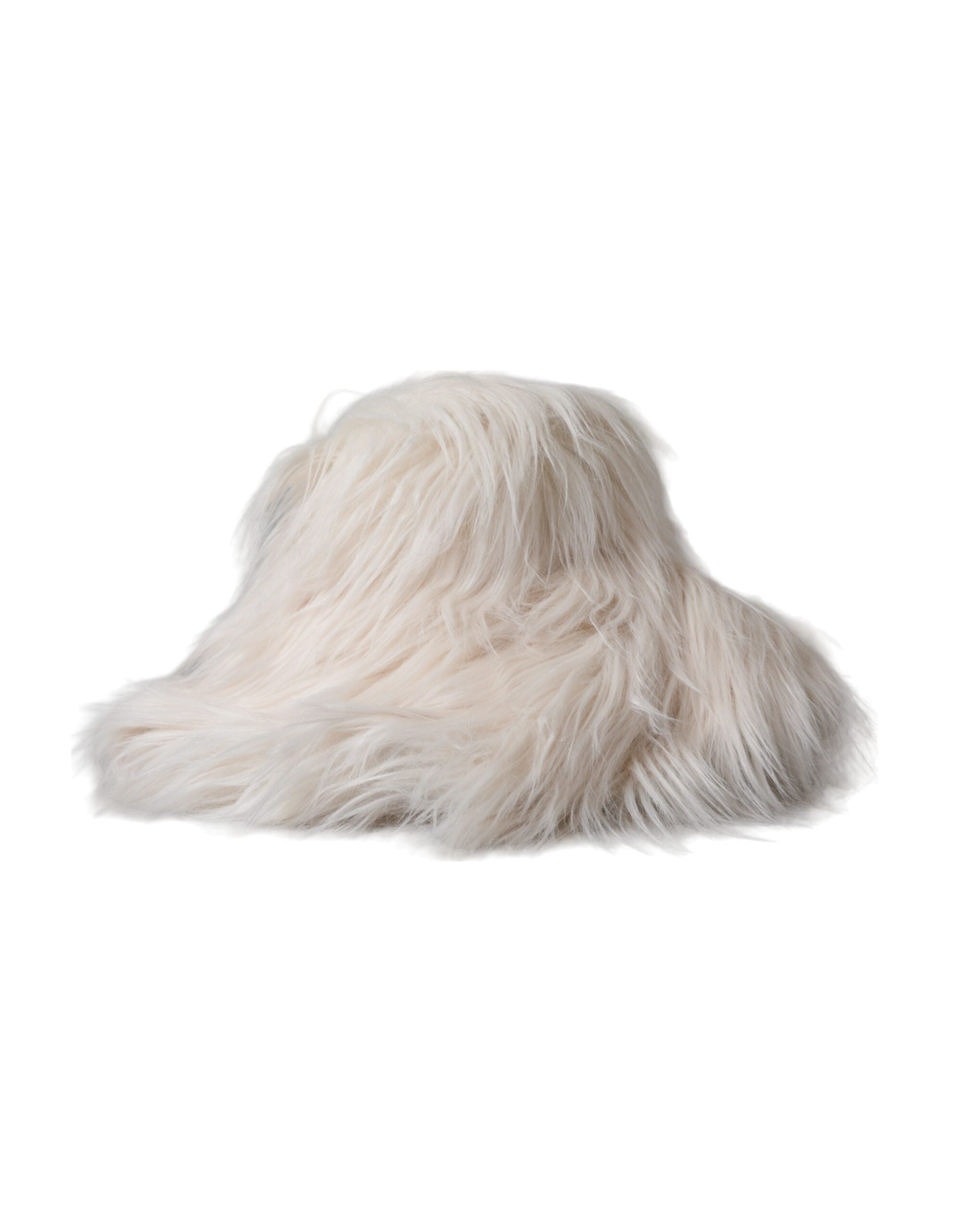 Damen-Bucket Hat aus cremefarbenem Acrylpelz