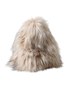 Beige Acrylic Fur Women's Bucket Hat