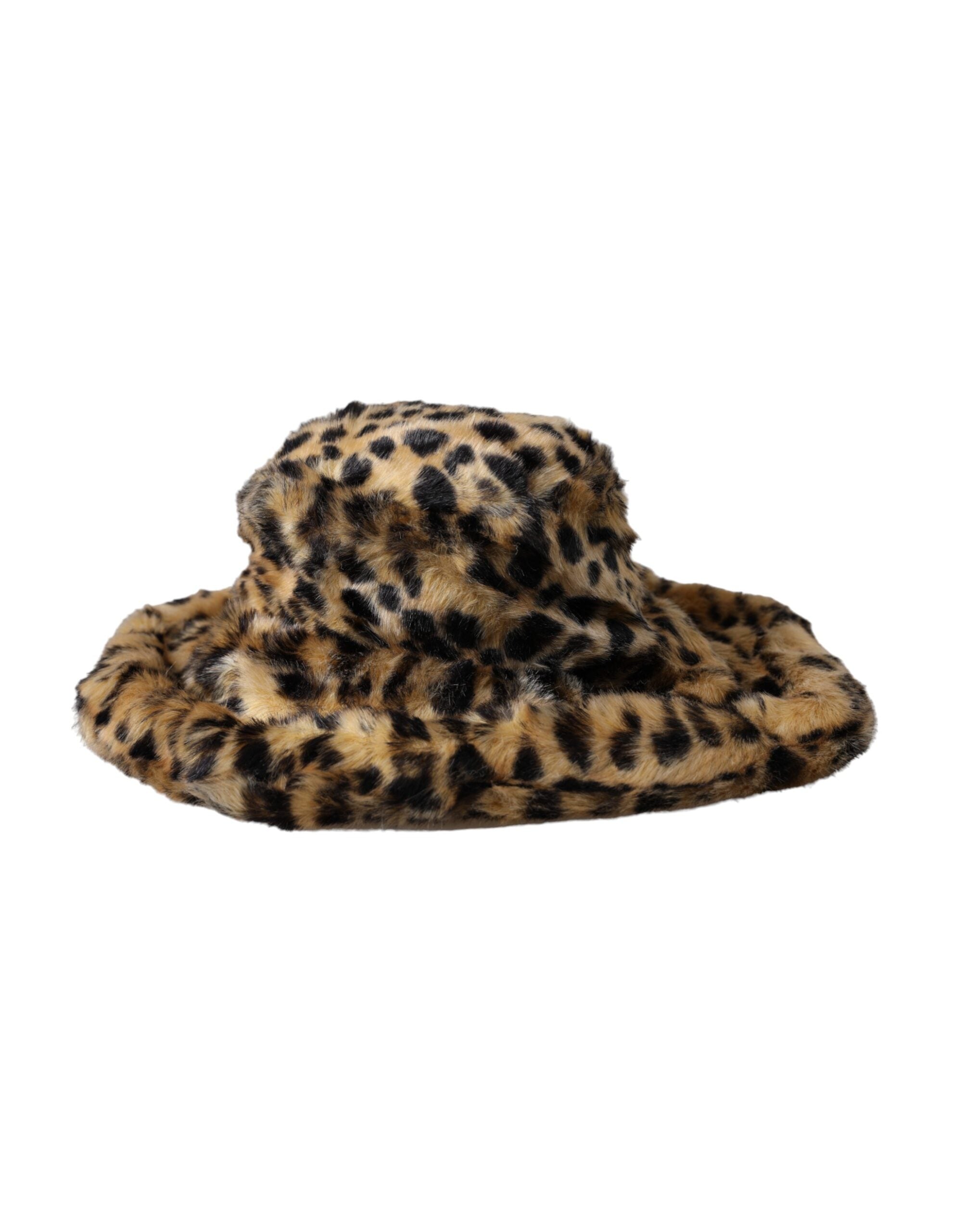 Damen-Anglerhut aus braunem Leopardenfell