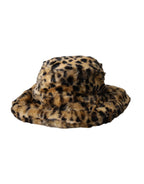 Damen-Anglerhut aus braunem Leopardenfell