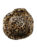 Damen-Anglerhut aus braunem Leopardenfell