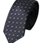 Schwarze blau gepunktete Krawatte aus Seide, verstellbar, für Herren