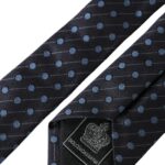 Schwarze blau gepunktete Krawatte aus Seide, verstellbar, für Herren