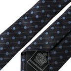 Schwarze blau gepunktete Krawatte aus Seide, verstellbar, für Herren