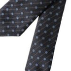 Schwarze blau gepunktete Krawatte aus Seide, verstellbar, für Herren