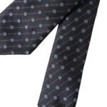 Schwarze blau gepunktete Krawatte aus Seide, verstellbar, für Herren
