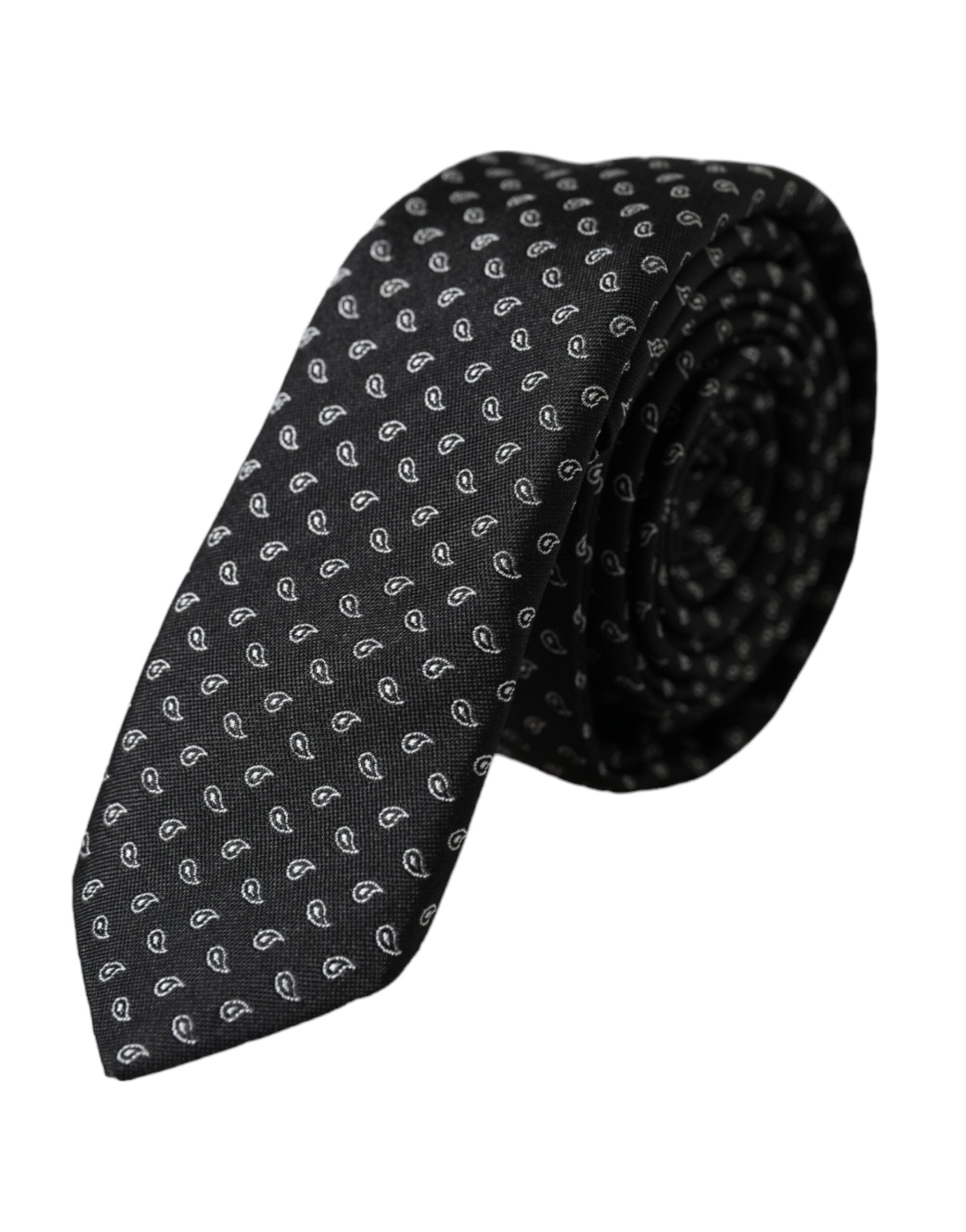 Cravatta regolabile da uomo in seta jacquard nera
